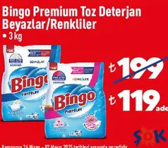 BİNGO PREMİUM TOZ DETERJAN BEYAZLAR/RENKLİLER 3 KG